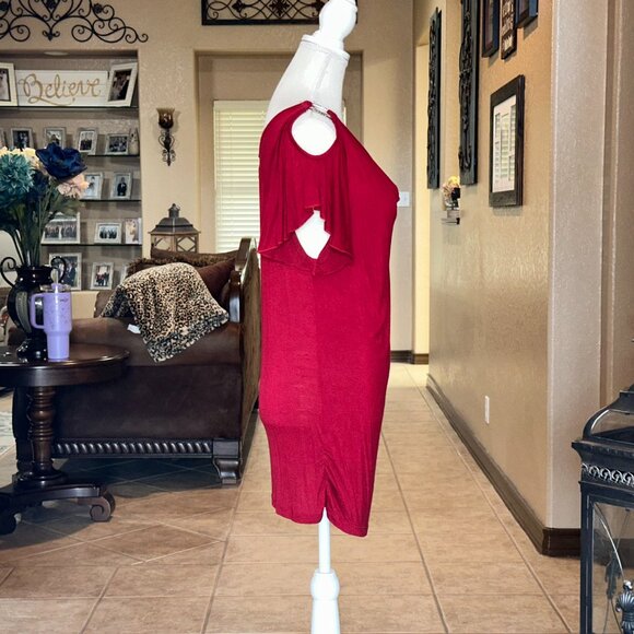 Agenda*Tunic Style Top with Accented Cold Shoulder Ruched Hemline Top*GUC - Picture 4 of 4